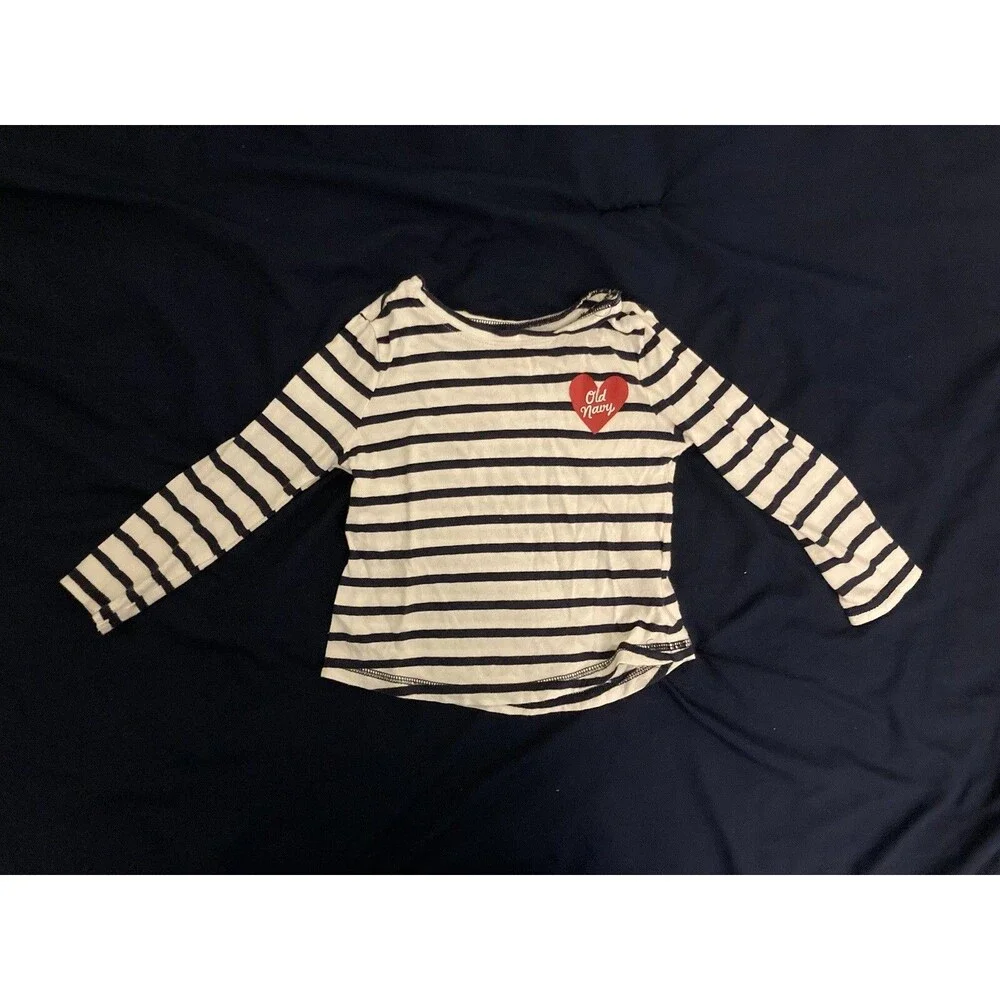2T Old Navy baby girl clothes - one piece long sleeve top | striped theme